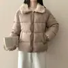 Inverno 2026 Novo Casaco de Algodão Simples e Estiloso com Gola Reversível Versátil Solto Estilo Coreano Tendência Jaqueta Puffer Quente para Mulheres