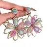 Caminhada à Beira-Mar ~ Estilo Férias de Início de Primavera Brincos de Flor Trançada Moda de Luxo Leve da Indústria Pesada Brincos com Lantejoulas e Franjas