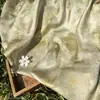 Tela de Mezcla Seda-Seda con Patrón de Musgo Amarillo Claro, Chaleco de Estilo Nacional Nuevo Estilo Chino, Qipao, Bolsita, Tela Hecha a Mano