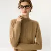 Nova blusa de base de malha de cashmere para outono e inverno, moderna, macia, confortável, espessa, quente, cor sólida, estilo coreano, feminina, manga longa