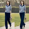 Outono de 2026 Nova Moda Feminina Marca Original Loja Oficial Elegante Conjunto de Duas Peças: Suéter de Malha com Gola Polo e Calça Reta