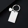 Material en Blanco Impreso a Color con Láser Regalo Navideño Transfronterizo Metal Rectangular Corazón Inclinado Llavero Llavero Grabado