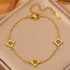 Pulseira de Aço Inoxidável, Luxo Leve e de Alta Qualidade, Pulseira Redonda Oca de Trevo de Quatro Folhas para Meninas, Pulseira Elegante de Temperamento Transfronteiriça