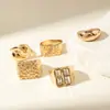 Joyería Transfronteriza Europea y Americana, Anillos de Perlas con Diseño Brillante Apilables, Conjunto de Anillos Abiertos de Línea Hueca de Nicho
