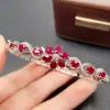 Pulseira Popular de Rubi para Mulheres, Acessório de Nicho de Luxo, Joia de Prata 925, Moda 3*4, Venda Direta da Fábrica, Elegante de Luxo Leve