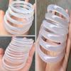 Pulsera de Calcedonia Blanca Tipo Hielo Brasileño, Pulsera Delgada y Gruesa de Ágata Blanco Translúcido Blanco Luna de Hielo, Pulsera Belleza Blanca de Hielo, Pulsera Redonda de Jade