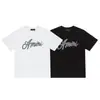 Primavera/Verano 2026 Nuevo A@Mi Cuadros Blanco y Negro Letras Cuello Redondo Sudadera Manga Corta Estilo Unisex Venta al por Mayor Dropshipping