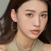 2025 nuevo arete grande de plata de 5 cm sin perforación aretes plato de incienso de mosquito clip para oreja aro grande aretes para cara cuadrada redonda