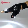 Luvas de Pesca Luminosas LED Meio Dedo Iluminação para Reparo de Carro Luz de Dedo Iluminação para Esportes ao Ar Livre Luvas para Pesca Noturna