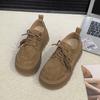 Sapatos Birkenstock com Sola Grossa para Aumentar a Altura para Mulheres Primavera e Outono 2025 Mocassins Casuais com Cadarço Sapatos Plataforma Foscos para Aumentar a Altura