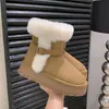 Botas de Nieve de Cuero con Suela Gruesa Antideslizantes Forradas de Piel para Mujer con Felpa Extra Cálida de Invierno Nuevos Zapatos de Algodón Botines