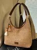 Bolso de Mano Tejido Ins Retro Estilo Coreano, Bolso de Paja, Gran Capacidad, Bolso de Hombro Estilo Vacaciones Playa, Bolso de Hombro Personalizado