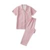 Fj03 Sin Estampar Estilo Japonés Todo Algodón Doble Capa Gasa Ropa de Casa para Mujer Conjunto de Pijama Premium Algodón Puro Manga Corta Primavera, Verano, Otoño
