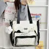 Mochila Fofa de Gato com Orelhas de Estrela para Estudante do Ensino Fundamental Grande Capacidade Mochila para Estudante do Ensino Médio Pequena Fresca Versátil Bolsa para Dor