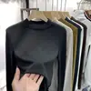 Nueva Camiseta Base de Manga Larga para Otoño e Invierno con Cuello Alto Pequeño, Top Delgado de Cuello Redondo para Mujer, Camiseta Sencilla de Color Sólido Cálida para Mujer