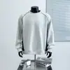 Sudadera de Patchwork de Color Sólido con Cuello Redondo para Hombre, Diseño Minimalista, Tendencia de Otoño, Versátil, Holgada, Suéter para Pareja