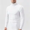 Suéter Masculino de Gola Alta 2026 Outono Inverno Cor Sólida Slim Fit Tamanho Plus Manga Longa Pulôver Tricô Casual Quente Camada de Base