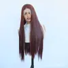Direto do fabricante: Peruca longa e lisa castanha escura com front lace 13*4 amarrada à mão para cosplay e convenções