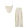 26 Conjunto de Top Corsé de Espina de Pescado Estilo Chica Caliente Europea y Americana de Otoño con Aro de Acero + Pantalones Casuales de Pierna Ancha