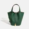 Bolso de cuero genuino para mujer más vendido, bolso tipo cesta de piel de vaca de capa superior, bolso tipo cubo versátil de gran capacidad, bolso de hombro para el día a día
