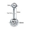 Clavo de Ombligo Doble Diamante de Acero Inoxidable Botón de Ombligo Grande Clavo de Ombligo Clavo de Pezón Clavo de Oreja Joyería de Piercing Europea y Americana 17 Colores Venta al por menor