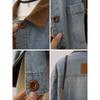 Jaqueta Jeans de Lapela Colorida Tendência para Mulheres Outono 2025 Novo Estilo Coreano Patchwork de Veludo Cotelê Top Casual