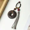 Chaveiro Moeda Espírito da Montanha com Mantra de Seis Caracteres de Agarwood, Pingente Colecionável, Acessório de Jacarandá, Presente