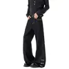 Jeans de Mezclilla de Moda para Hombre de Primavera y Otoño con Hebilla de Avión, Chaleco de Plumas para Pareja, Pantalones Largos Acampanados Retro, Pantalones de Mezclilla