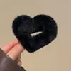 Clip de pelo pequeño de peluche con forma de corazón de Maillard Love para mujer, para otoño e invierno, con lazo, elegante pinza para el pelo con forma de tiburón