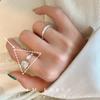 Anillo Geométrico Irregular Nuevo Estilo Coreano para Mujer, Anillo Abierto de Piedra Lunar con Personalidad de Moda Retro, Anillo para Dedo Índice, Moderno