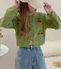 Suéter Dulce de Cereza Estilo Nuevo Primavera y Otoño 2026 para Mujer, Cárdigan Corto de Punto Holgado Estilo Coreano, Popular en Europa y América