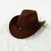 Sombrero Cowboy Occidental de Lana para Hombre y Mujer Europeo y Americano Hebilla de Cuero con Ala Grande Enrollada Sombrero de Copa Sombrero de Fieltro Sombrero de Jazz