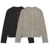 Ropa de Mujer Transfronteriza 2026 Moda Europea y Americana Versátil Casual Bloques de Color Patchwork Ribeteado Prendas de Punto Chaqueta Mujer E490810