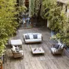 Sofá de Rattan Nórdico para Exterior, Conjunto de Sofá e Mesa de Centro para Pátio, Jardim, Varanda, Casa de Hóspedes de Lazer, Móveis de Cadeira de Rattan para Exterior
