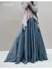 Nuevo estilo 2026, falda midi artística y vintage de algodón y lino para mujer, de cintura alta, adelgazante, línea A, falda larga, talla grande, adecuada para otoño e invierno