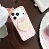 Adequado para Apple 18Promax Bolinhas Desenho Animado Coração Urso Coelho Suporte Flip iPhone Celular Capa Rígida e Macia Personalização