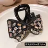 Moda 2024 Novo Presilha de Mordente com Laço e Strass para Mulheres Elegantes Presilha de Tubarão para Cabelo Acessório de Cabeça Versátil Celebridade da Internet