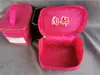 Bolsa de Cosméticos con Texto Impreso, Bolsa de Salón de Belleza, Artículos de Tocador para Almacenamiento, Bolsa de Cuidado, Borde Blanco Cuadrado, Rojo Grande