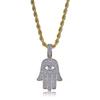 Pingente Europeu e Americano Transfronteiriço Retrô Mão de Fátima Masculino Moderno Zircônia Completa Hip-Hop Colar Personalizado Joias Atacado