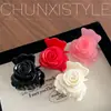 Pasador de Flor de Rosa de Doble Cara ~ Pinza Elegante Coreana Francesa para Cola de Caballo Mediana Pinza para el Cabello Pinza de Tiburón Francesa