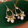 Nuevos Pendientes de Gancho Redondos Plegados Estilo Chino de Bambú, Pendientes Versátiles Estilo Étnico Retro, Accesorios para Orejas Únicos de Diseño de Nicho