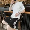 Roupa esportiva de verão camiseta de manga curta plus size conjunto moda masculina duffy bonito um conjunto com senso de design shorts largos vestuário masculino
