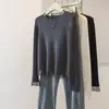 Estilo Nuevo Otoño/Invierno Popular Este Año Suéter de Manga Larga Talla Grande Ropa para Mujer Malla Gruesa Empalmada Versátil Hombro Normal Top