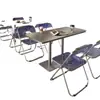 Nuevo Juego de Mesa y Sillas de Acero Inoxidable Estilo Industrial para Cafetería, Uso Comercial, Popular en Tiendas Famosas en Internet de Té de Leche, Postres y Snacks, con Sillas Plegables