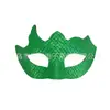 Nueva máscara facial de medio rostro de Amazon con patrón de escamas de pez poligonal de PVC de cuero sintético, accesorio misterioso de cobertura facial de cosplay para Halloween