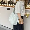 Bolsa de Lona de Mezclilla Estilo Coreano de Nicho Ins Bolsa de Tela Simple Casual Gran Capacidad Bolso de Hombro Tote para Estudiantes Bolsa de Puntos