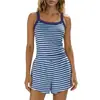 Conjunto de dos piezas de verano 2026 a rayas con tirantes y shorts, transfronterizo europeo y americano para mujer, ropa casual para el hogar, adecuado para usar al aire libre, estilo vacacional