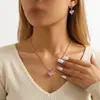 Pendientes de aro con forma de corazón de diamantes de imitación creativos, superventas transfronterizos europeos y americanos, conjunto de joyería elegante y favorecedor