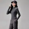 Novo Conjunto de Yoga Feminino Plus Size com Veludo, Jaqueta de Manga Longa com Gola Alta e Calça de Cintura Alta, Peça Dupla Esportiva Profissional para Fitness e Corrida Matinal