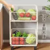 Prateleira de Armazenamento de Legumes Cesta de Legumes de Cozinha Cesta de Armazenamento Doméstica de Chão Carrinho Removível de Armazenamento de Frutas e Legumes